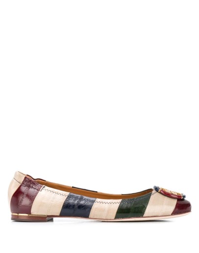 striped leather ballerina shoes