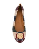 striped leather ballerina shoes