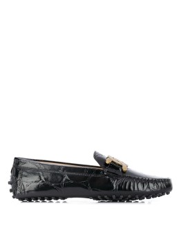 chain buckle leather loafers