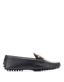 chain buckle leather loafers