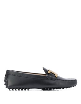 chain buckle leather loafers
