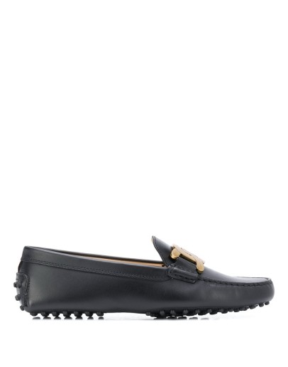 chain buckle leather loafers