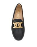 chain buckle leather loafers