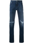 logo plaque distressed jeans