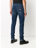logo plaque distressed jeans