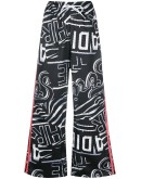 graphic print wide-leg trousers