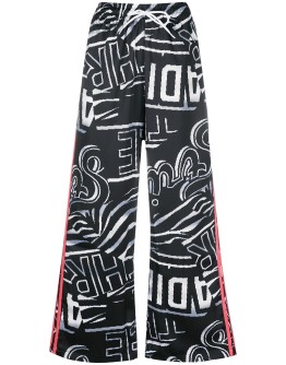 graphic print wide-leg trousers