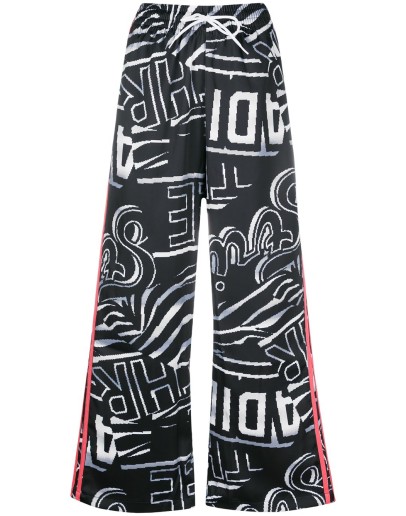 graphic print wide-leg trousers