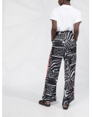 graphic print wide-leg trousers