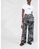 graphic print wide-leg trousers