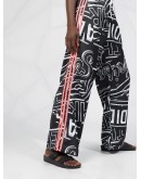 graphic print wide-leg trousers