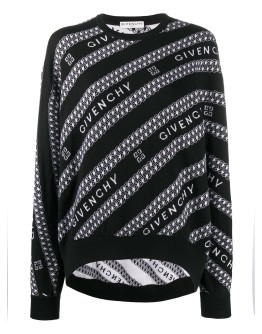 logo diagonal stripe knitted jumper