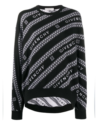 logo diagonal stripe knitted jumper