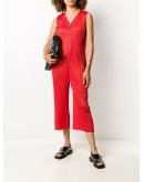 V-neck pleated jumpsuit