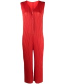 V-neck pleated jumpsuit