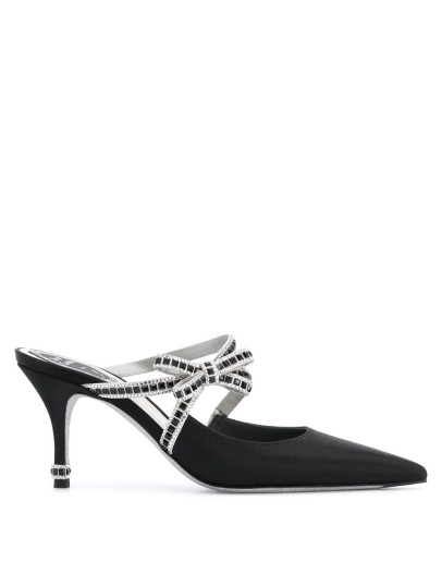 embellished bow mules