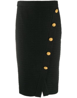 button-detail midi skirt