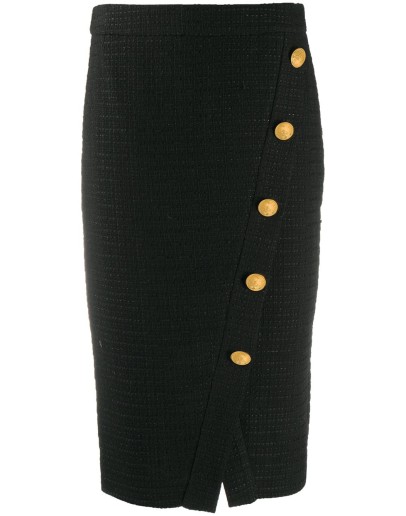 button-detail midi skirt