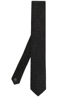 geometric embroidery silk tie