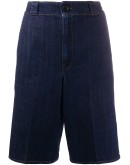 knee-length denim shorts