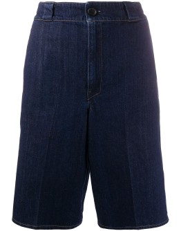 knee-length denim shorts