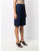 knee-length denim shorts