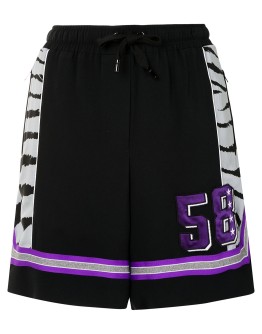 zebra panel logo print shorts