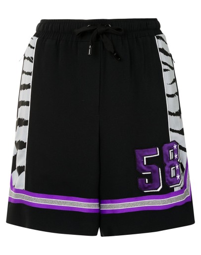 zebra panel logo print shorts