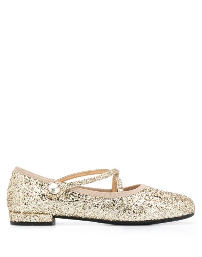 low-heel glitter ballerina shoes