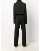 belted long-sleeve jumpsuit