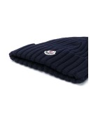 chunky rib knit beanie hat with logo