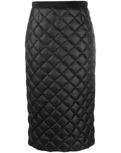 feather-down quilted pencil skirt