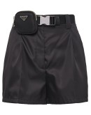 logo-pouch belted shorts