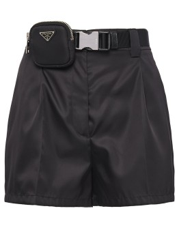 logo-pouch belted shorts