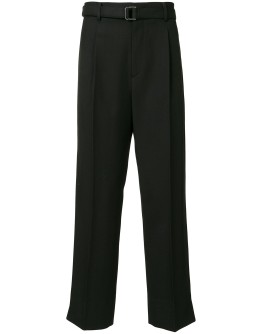 belted straight leg trousers