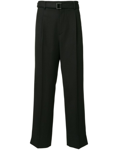 belted straight leg trousers