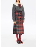 crystal-embellished plaid midi skirt