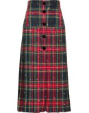crystal-embellished plaid midi skirt