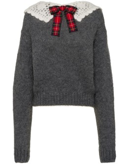 crochet tartan collar jumper