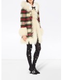 check-pattern single-breasted coat