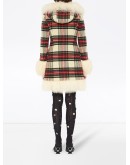 check-pattern single-breasted coat