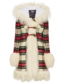 check-pattern single-breasted coat