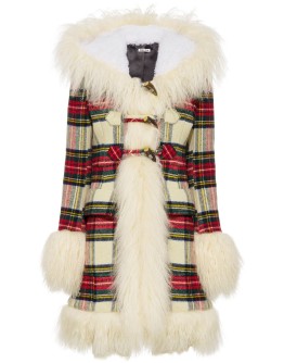 check-pattern single-breasted coat
