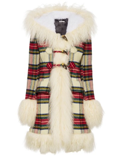 check-pattern single-breasted coat
