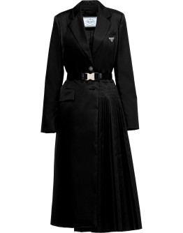 pleat-detail single-breasted coat