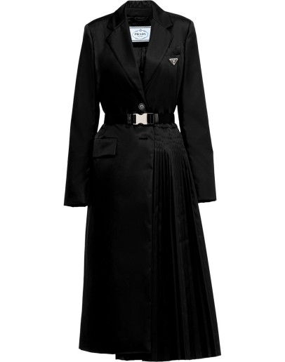 pleat-detail single-breasted coat