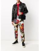   baroque print straight-leg trousers  