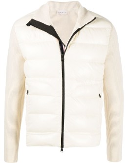 high-neck padded cardigan