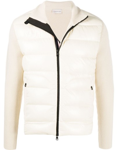 high-neck padded cardigan