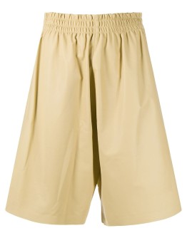knee-length leather shorts